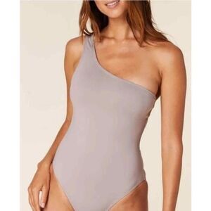 ANDIE The Nantucket 1 Piece Swimsuit Size XS Stone Gray One Shoulder NWT B54